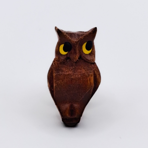 Vintage Wooden Owl Lapel Pin - Picture 1 of 5